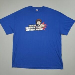 Vintage Chuck Norris T-Shirt Men 2XL Short Sleeve Funny Graphic Tee 90s Y2K